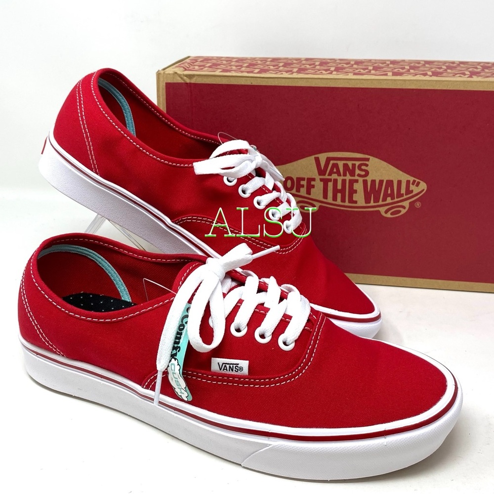 VANS ComfyCush AUTHENTIC Racing Red Canvas Men’s - Picture 9 of 10